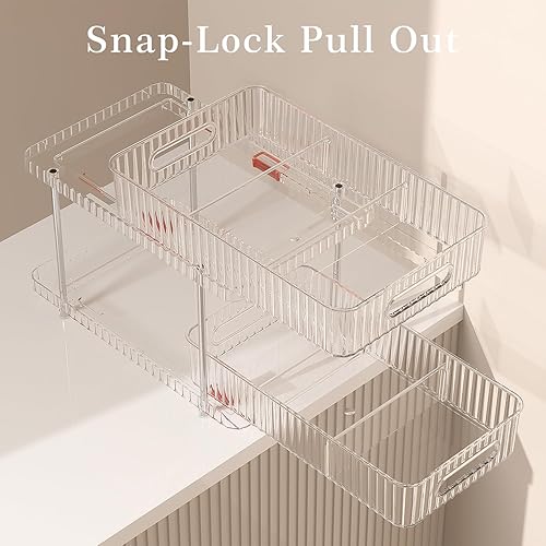 Miniatura 7 de Fowooyeen Organizador de almacenamiento de baño, paquete de 2 organizadores transparentes para debajo del fregadero, contenedor de almacenamiento