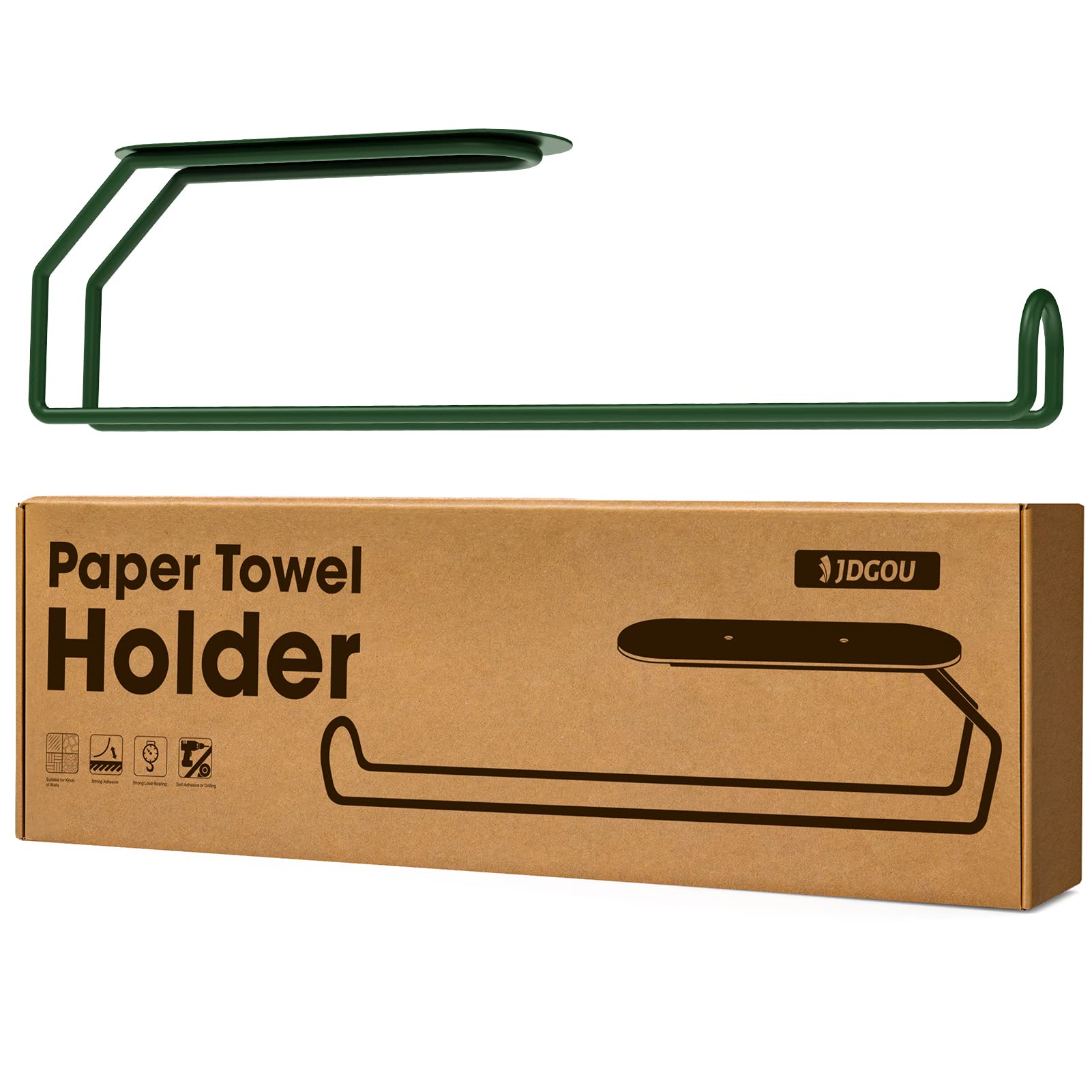 Latest Paper Towel Holder Self Adhesive or Drilling,Paper Towel Holder Under Cabinet,Paper Towel Holder Wall Mount Waterproof and Rustproof,Kitchen Organization for Kitchen,Bathroom Dark Green