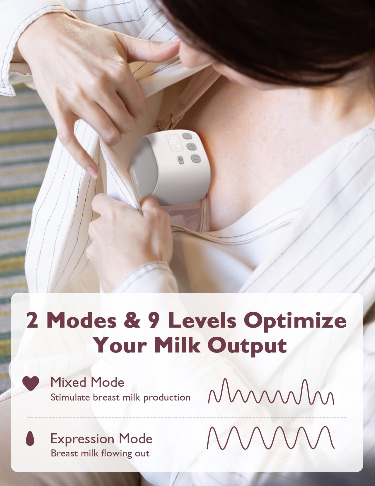 Momcozy S9 Pro Upgraded Wearable Breast Pump, Hands-Free Design with Extended Battery Life & LED Display, Double Electric Portable Pump with 2 Modes & 9 Levels, 24mm, 2-Pack, Gray
