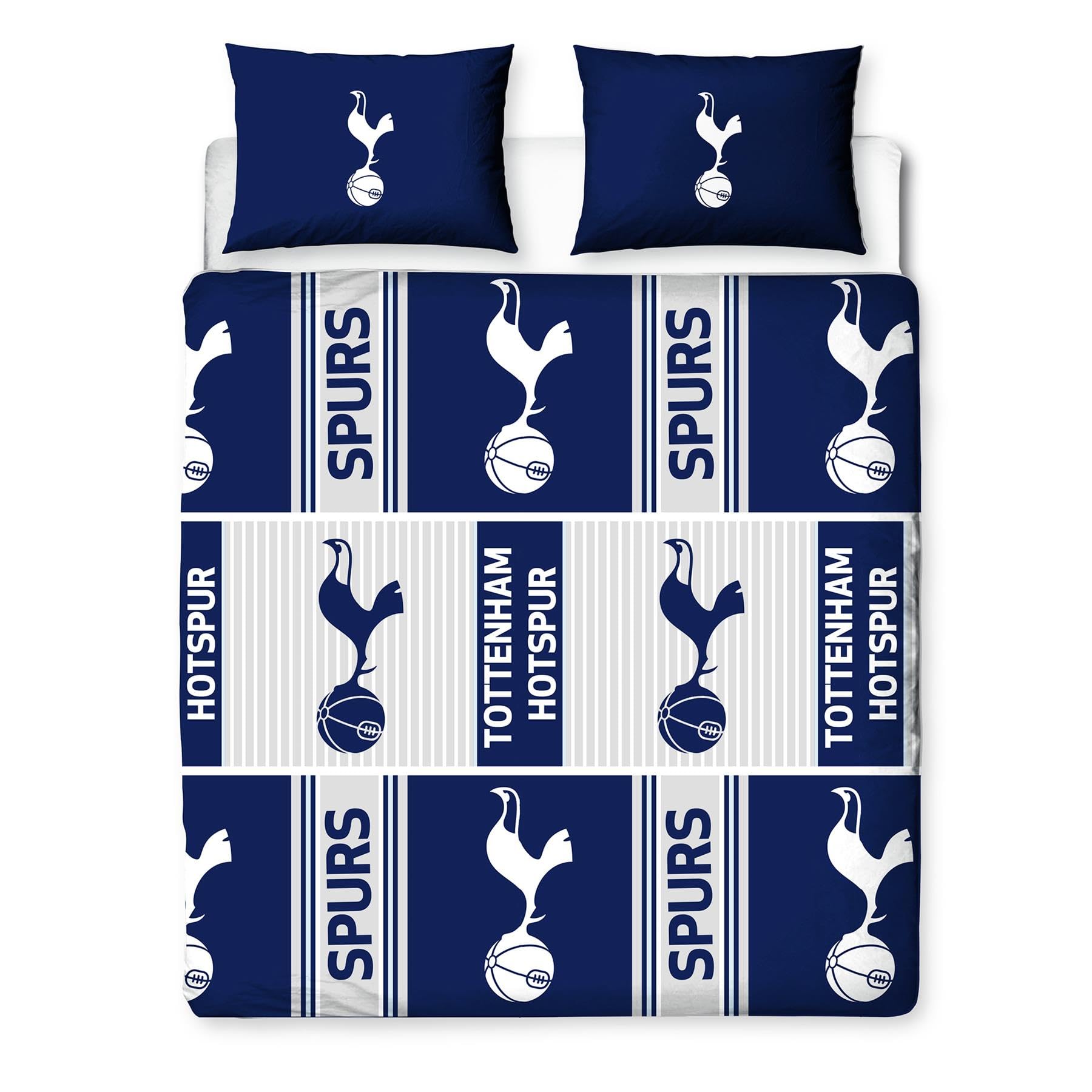 Character World Tottenham Hotspur FC Double Duvet Cover Bed Set – Official Reversible Bedding – Polycotton Spurs Crest Emblem Design