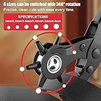 Vista 2 de Diyife Juego completo de herramientas de perforación para cinturón, correa de reloj, zapatos, manualidades, correas de bolso, tela, con placas