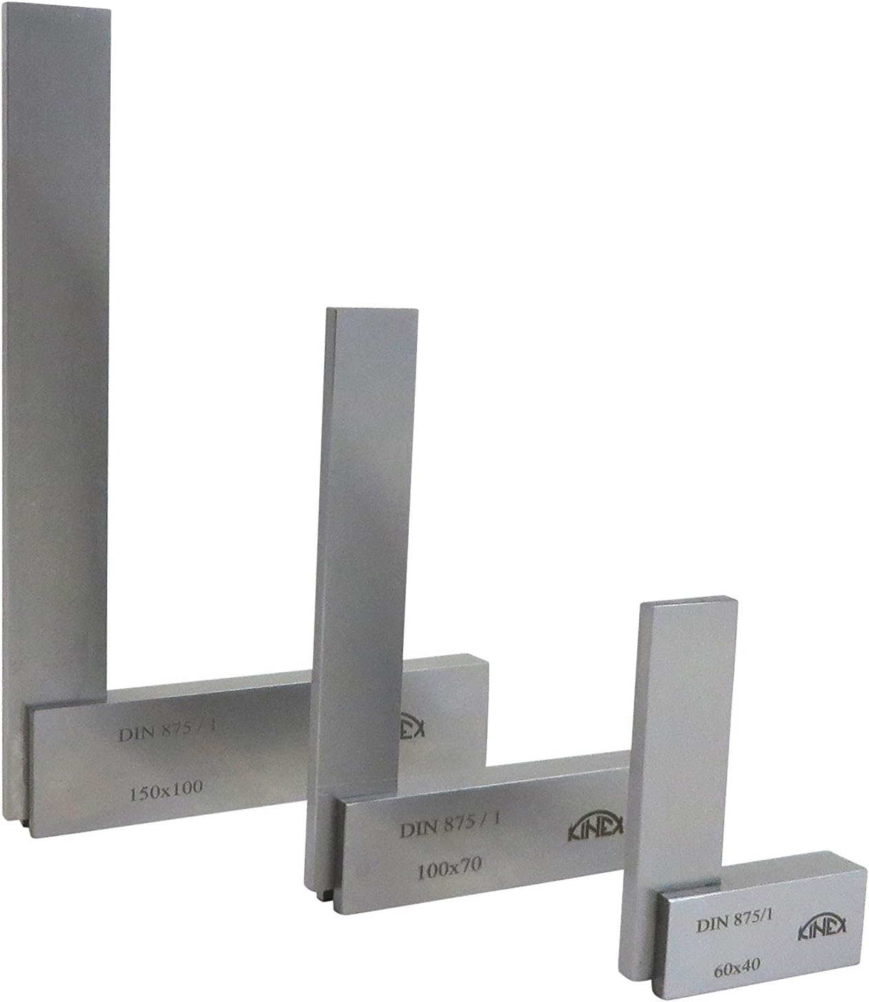 3 Piece Set of Solid Machinist Square 2-3/8, 4 and 6 Inches (60, 100 and 150 mm) DIN 875/1 (Square w/in 18 microns or 0.0007 Inches) 4026-12-3PC Set