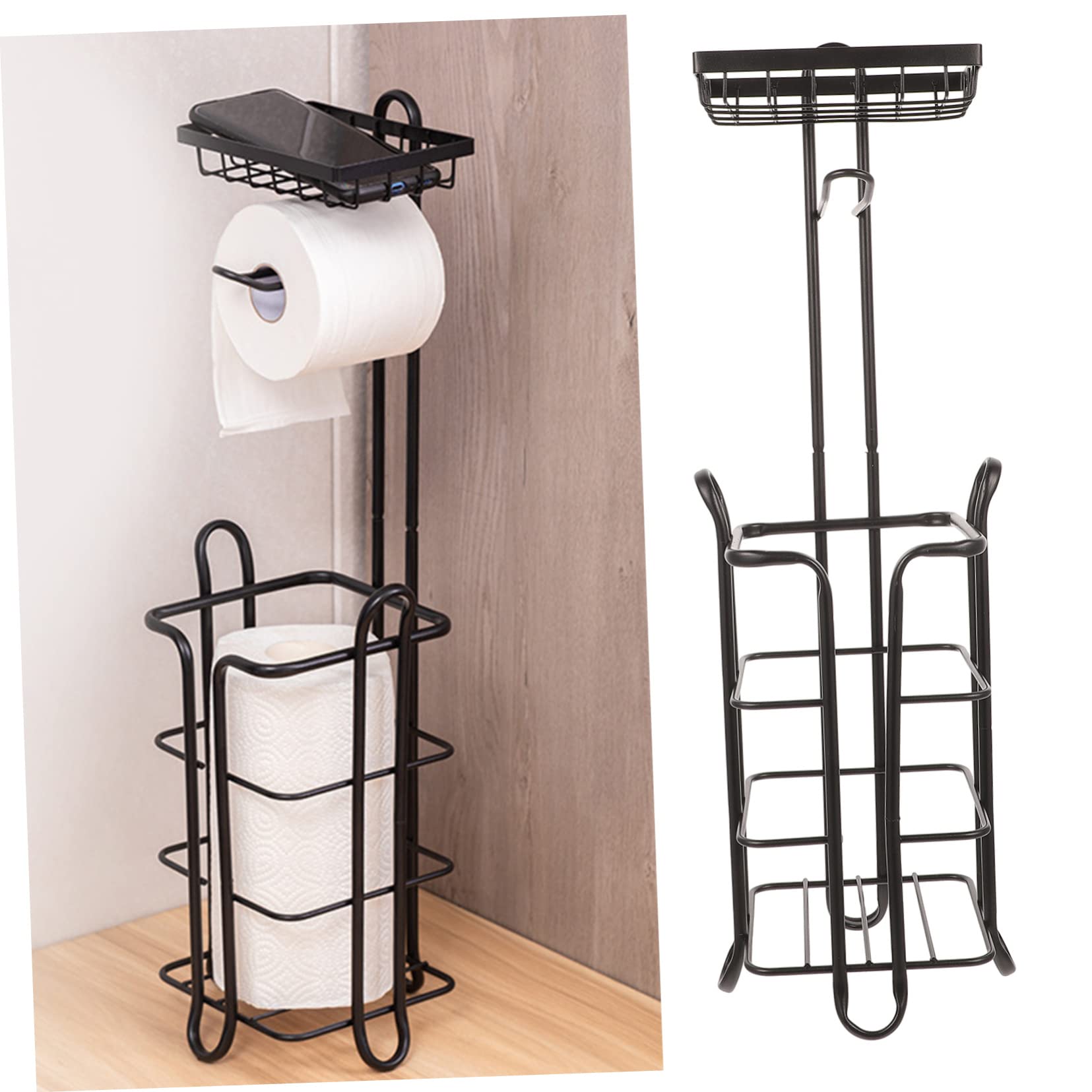 Uonlytech Porta Rotolo Carta Verticale in Ferro Nero, Grande Capacità, Struttura Stabile e Multistrato per Cucina e Bagno