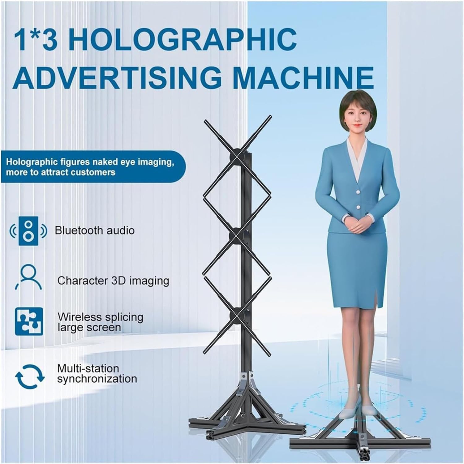 Projecteur Holographique 3D, Ventilateur D'affichage Holographique LED 3D, Avec Télécommande/Wi-Fi/Bluetooth, Pour Salons Professionnels/Affichages Publicitaires, PD45
