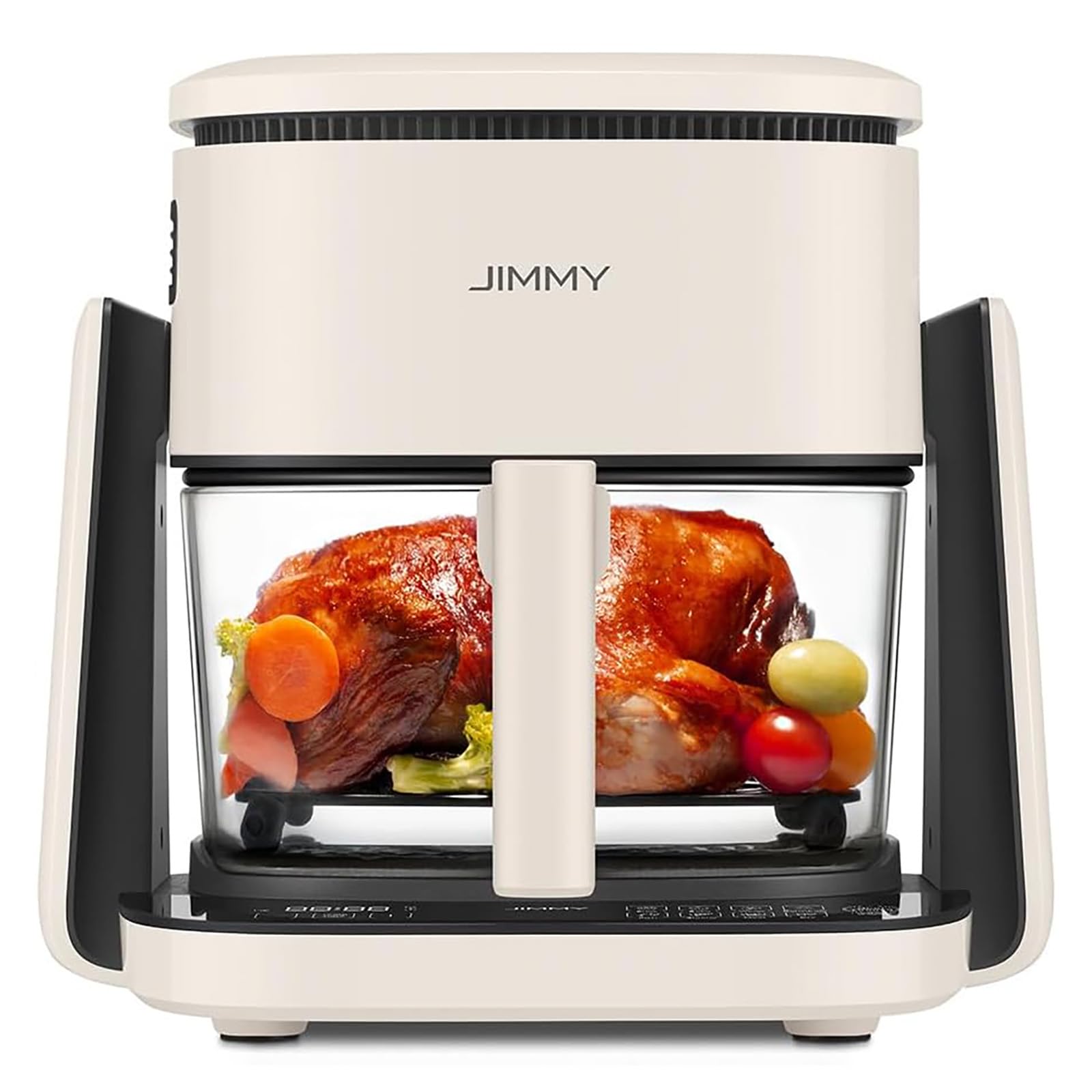 Jimmy Freidora de Aire con Sartén 2 en 1, Air Fryer con Cesta para Freír Transparente de 4 Litros, Sartén Grill, Pantalla Táctil LED, Control de Temperatura y Temporizador, 1100W, AF3