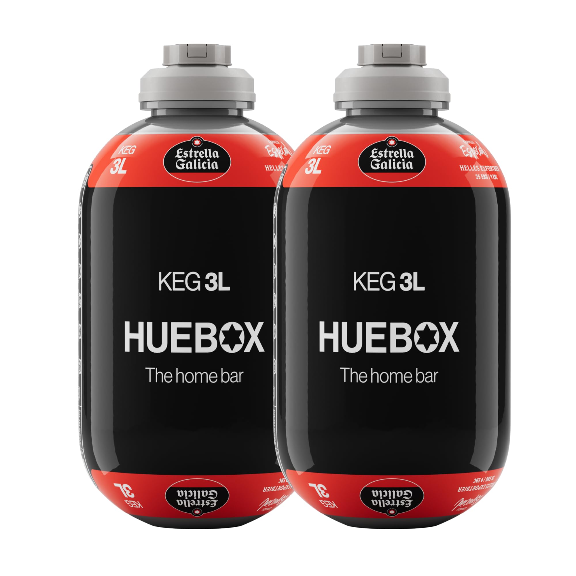 Estrella Galicia Especial Pack 2 Barriles 3L para Tirador HUEBOX Cerveza Lager 5,5% Vol 6 L