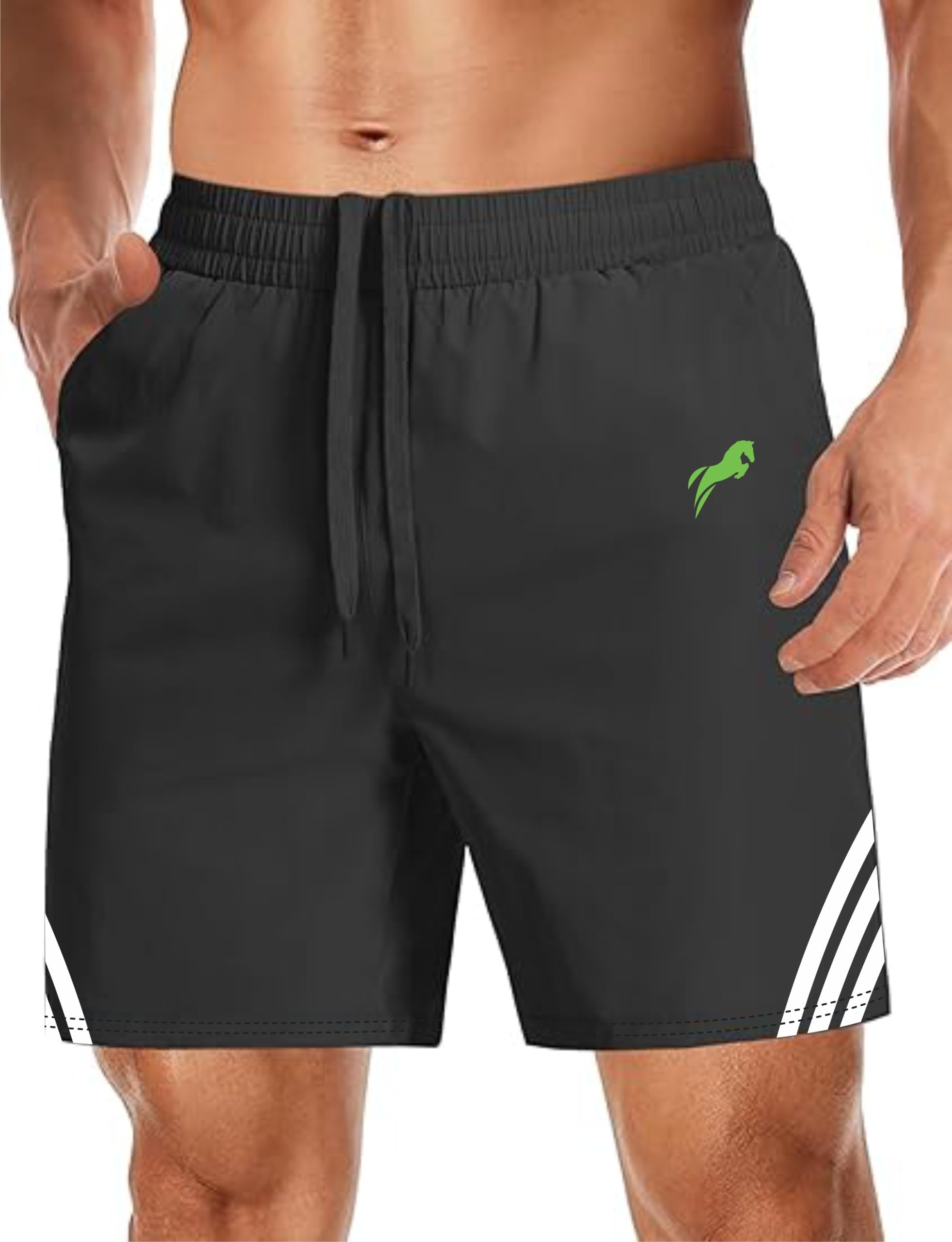 Sports Training Running Dry Fit Solid Shorts for Men-image-18