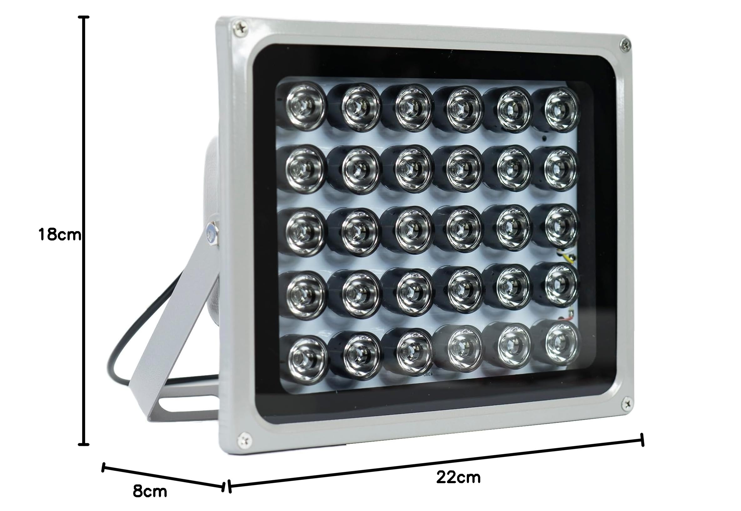 PNI Réflecteur avec LED infrarouge IR30 pour caméras et systèmes de vidéosurveillance, 30 LED infrarouges, distance 80m, IP66, Blanc