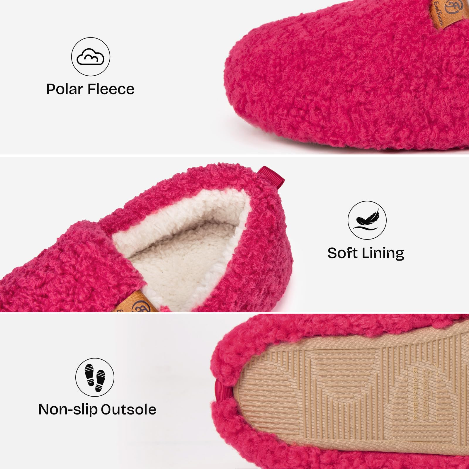 EverFoams, Pantofole da donna chiuse, felpate, soffici e comode, in shearling sintetico e memory foam