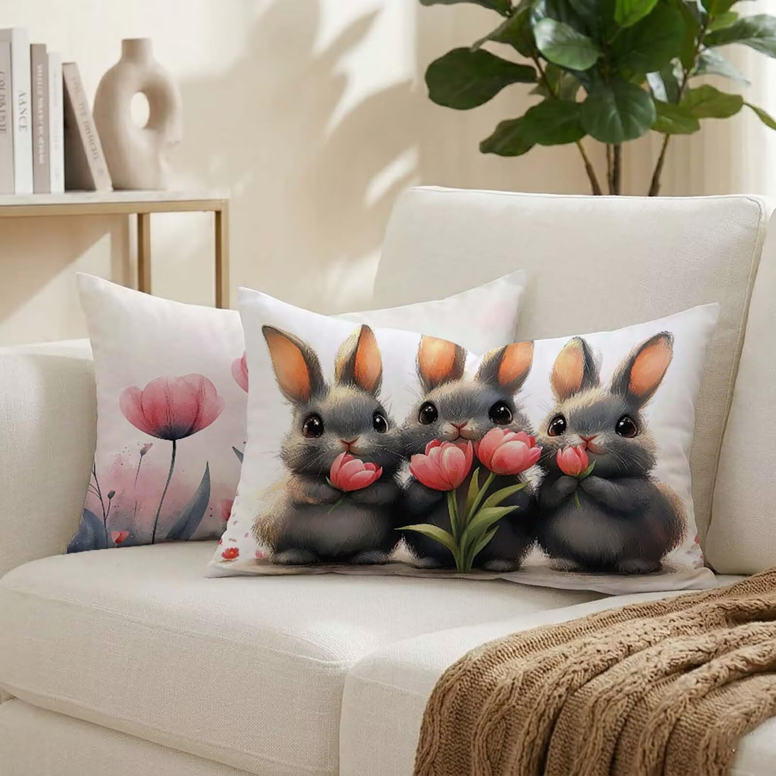 Taie d'oreiller pour jardin salon chambre 50x80 cm imperméable lot de 2 housses de coussin
