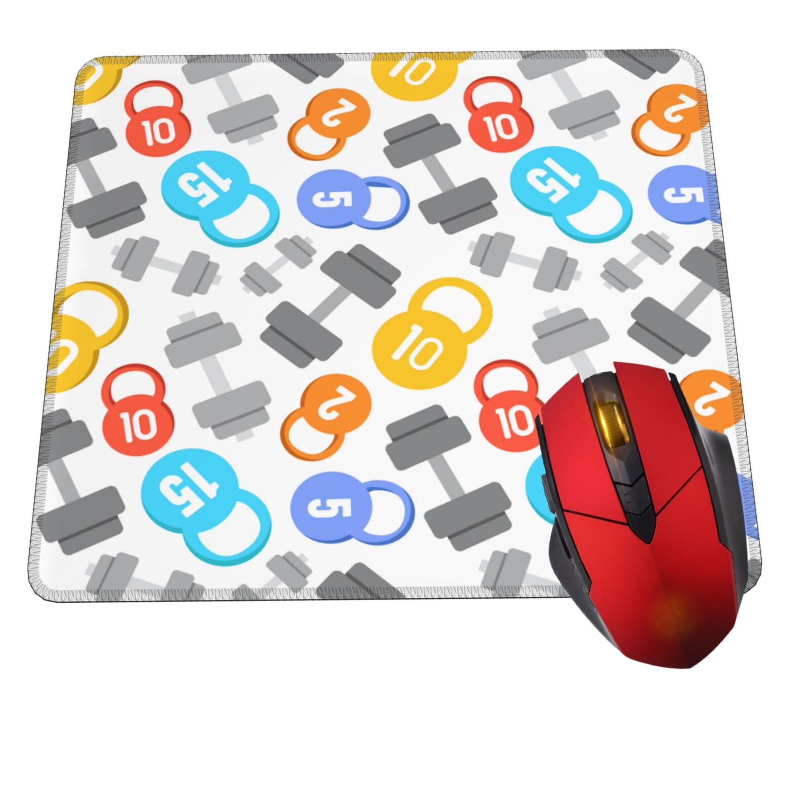 Mouse Pad Fitness Dumbbells Kettlebell Mouse Pads for Desk Non-Slip Rubber Base Square Gaming Mousepad Mat for Computer Home Office