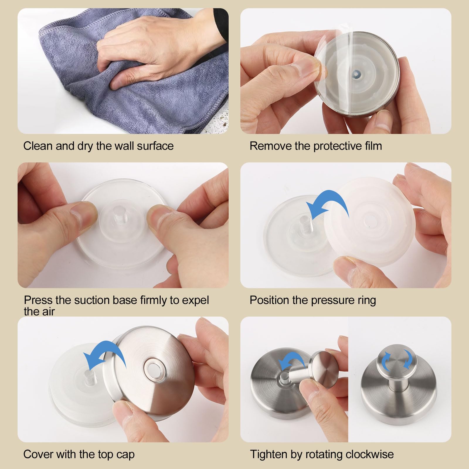 poraceous 4 Pezzi Ganci Ventosa Bagno, Ganci a Ventosa Super Resistenti, Riutilizzabile Ventosas con Gancio, Senza Foratura Gancio Accappatoio Doccia, per Casa Bagno Doccia Cucina Casa Vetro (Bianco