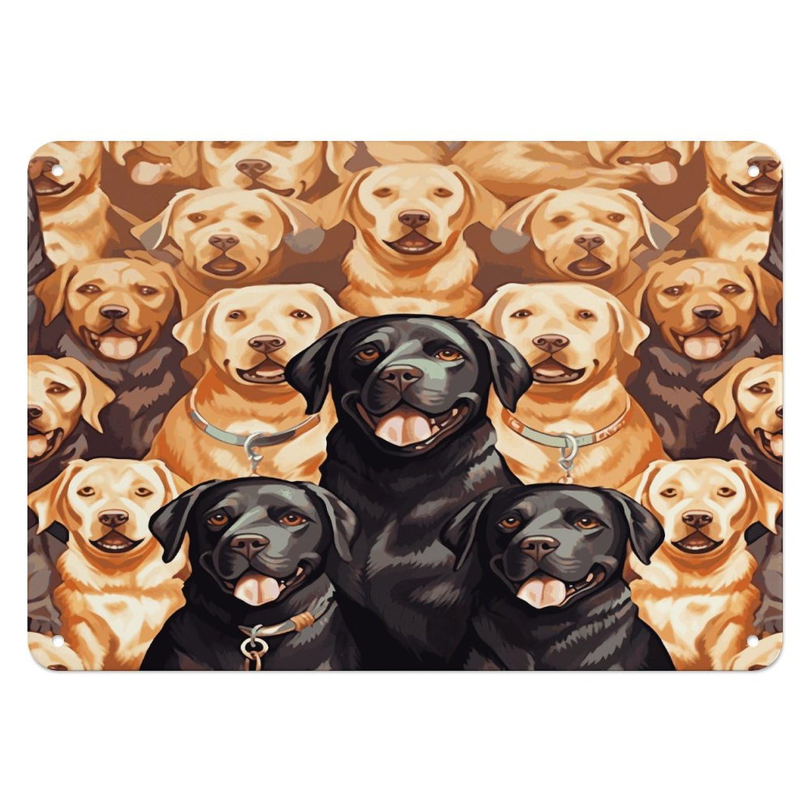 Fekiloot Style Labrador Retriever Dogs Wall Decor Iron Painting Metal Sign