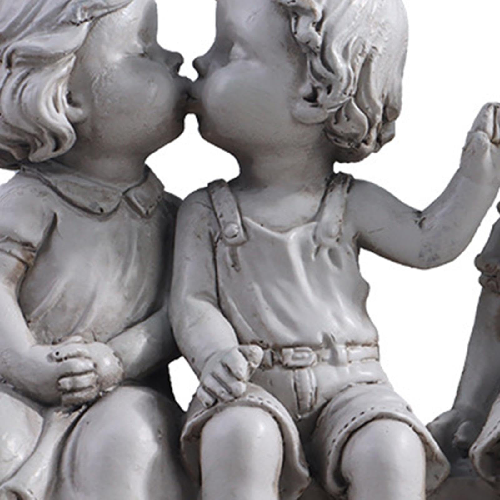 Statua da Giardino in Resina con Bambini, Scultura per Patio, Portico, Giardino E Prato.