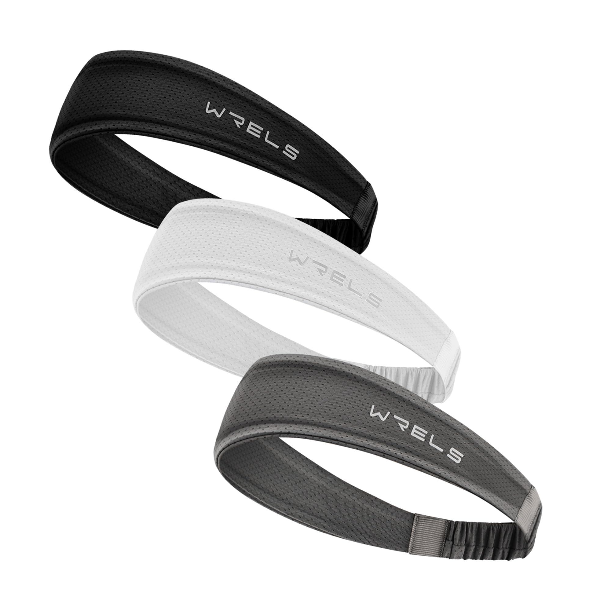 WRELS Cooling Headband Moisture Wicking Sweatband Women & Men for Outdoor Sports, Fitness, Yoga, Tennis, Fitness, Workout – 3 Pack