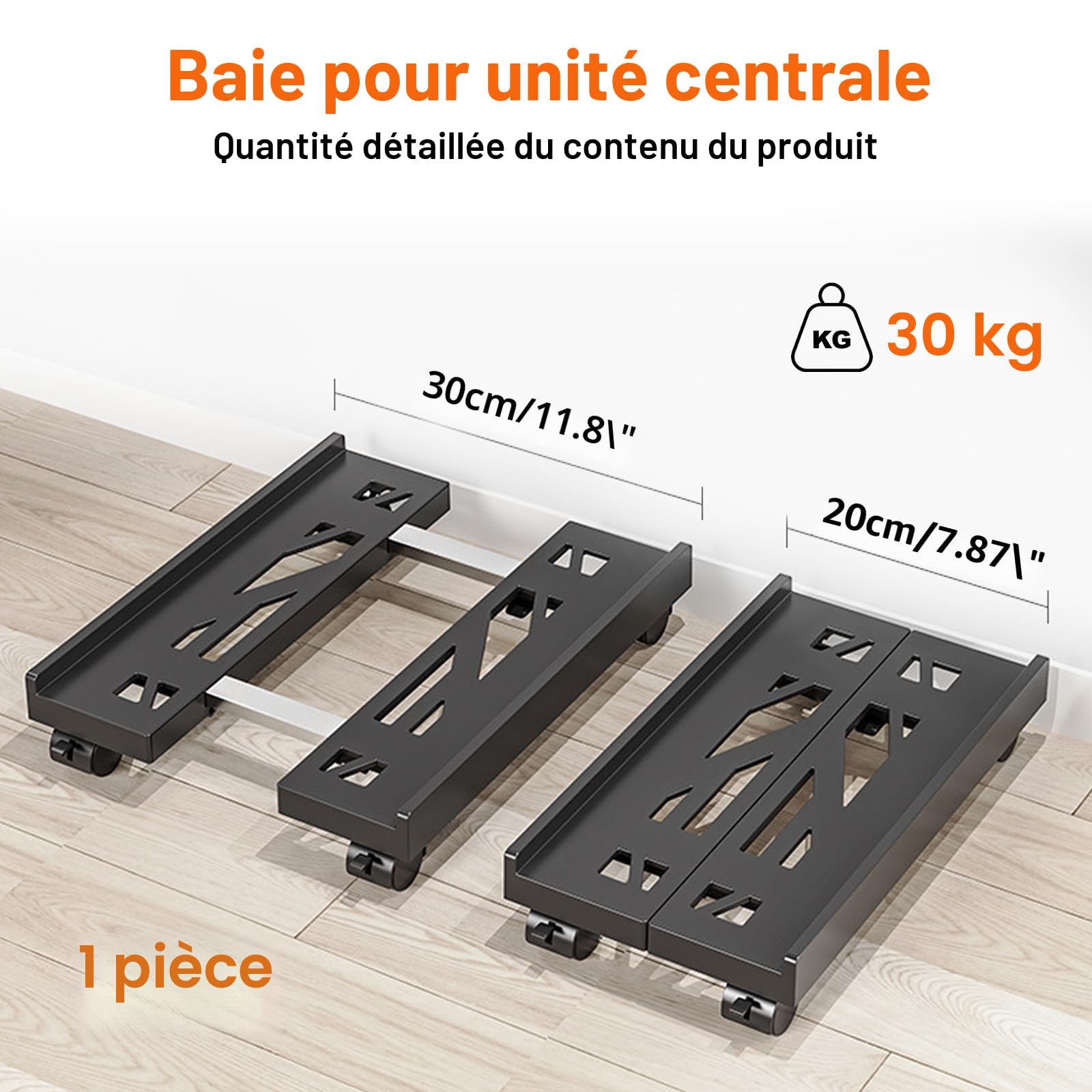 SPORWAY Support d'Unité Centrale Mobile Chariot PC Roues Verrouillables Antidérapantes Taille Réglable Noir