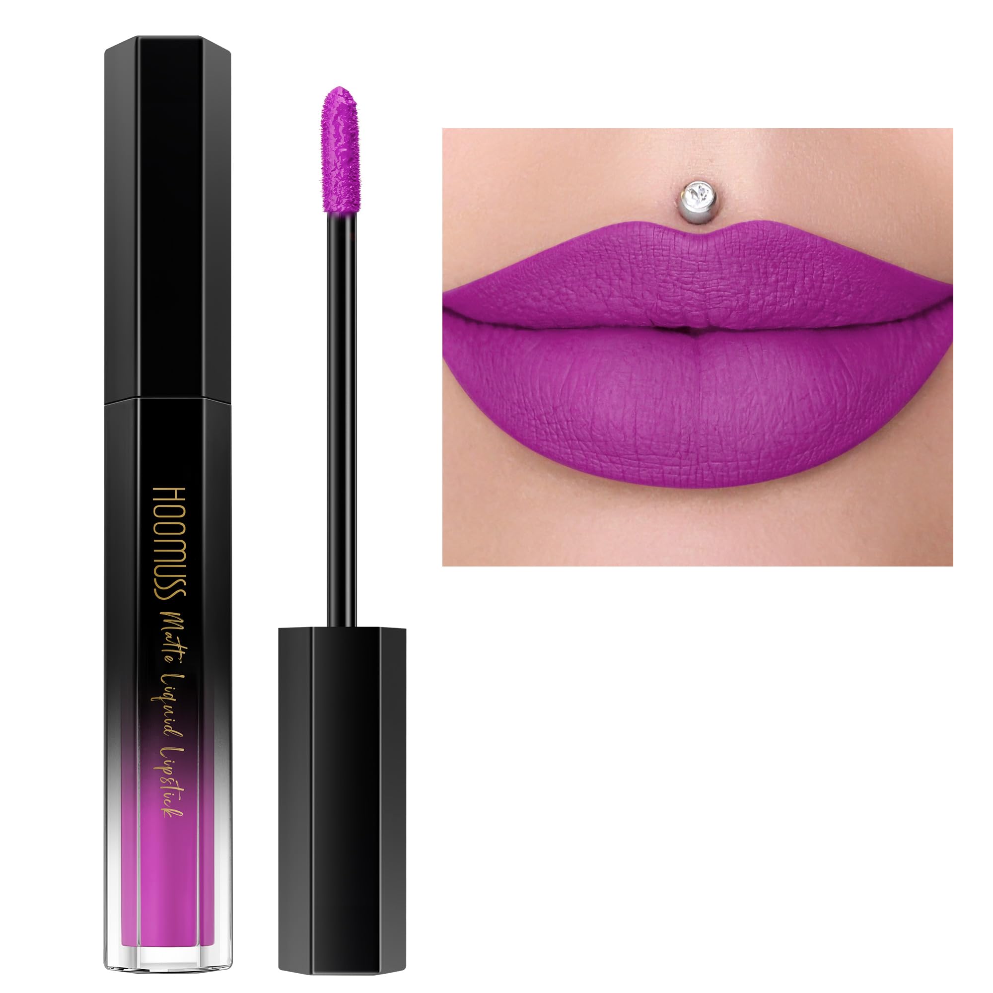 HOOMUSS Purple Lipstick Long Lasting Matte Liquid Lipsticks for Women Non Transfer Smudgeproof Smooth and Easy to Appy Cruelty Free Lip Color,