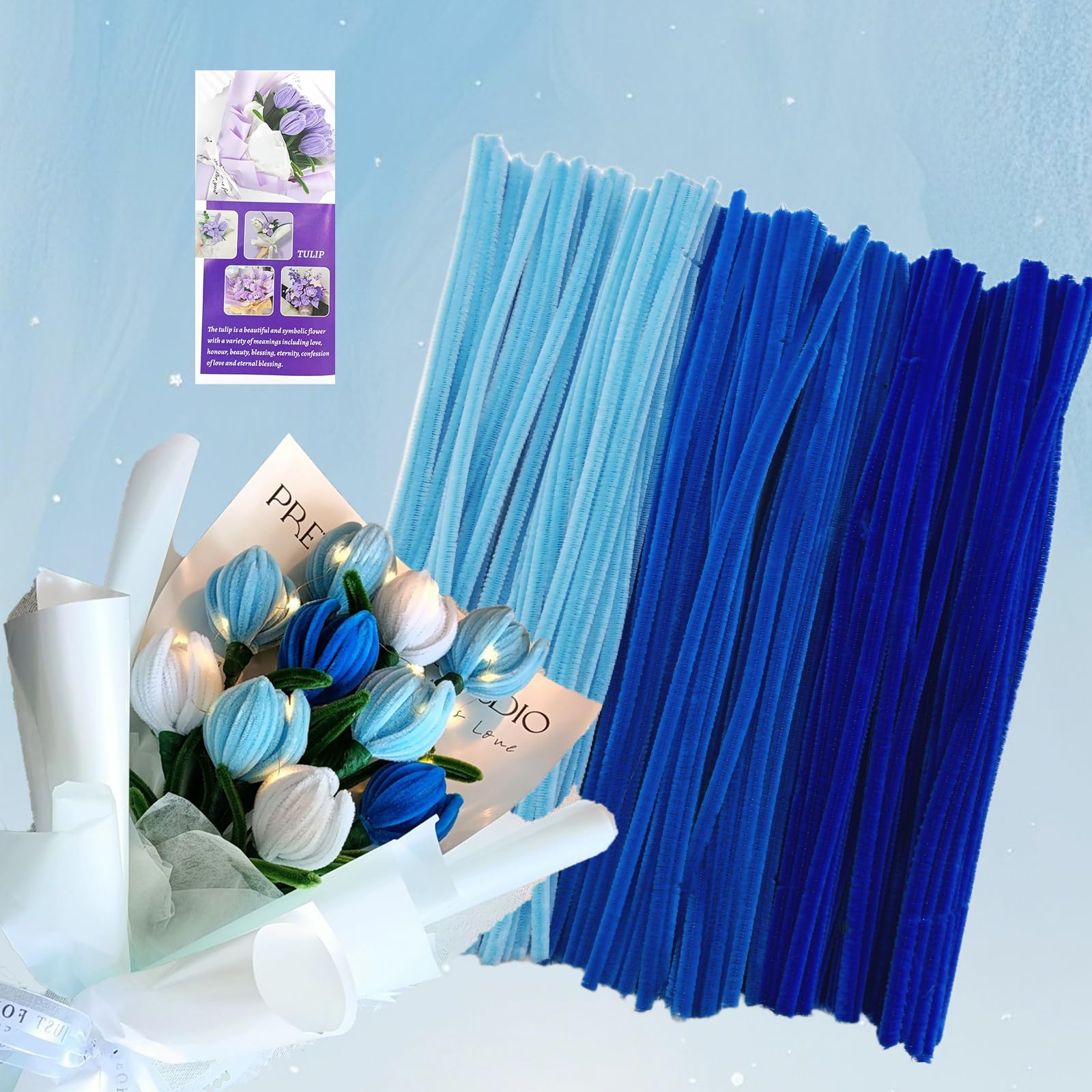 TOAOB 200 Pezzi Scovolini Ciniglia Steli Blu Profondo Fibra Pipe