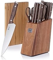 Vista 1 de Deco Chef Juego de cuchillos de cocina de 16 piezas de acero inoxidable con asas de madera, cuchillo de chef de 8 pulgadas, cuchilla de 6.5