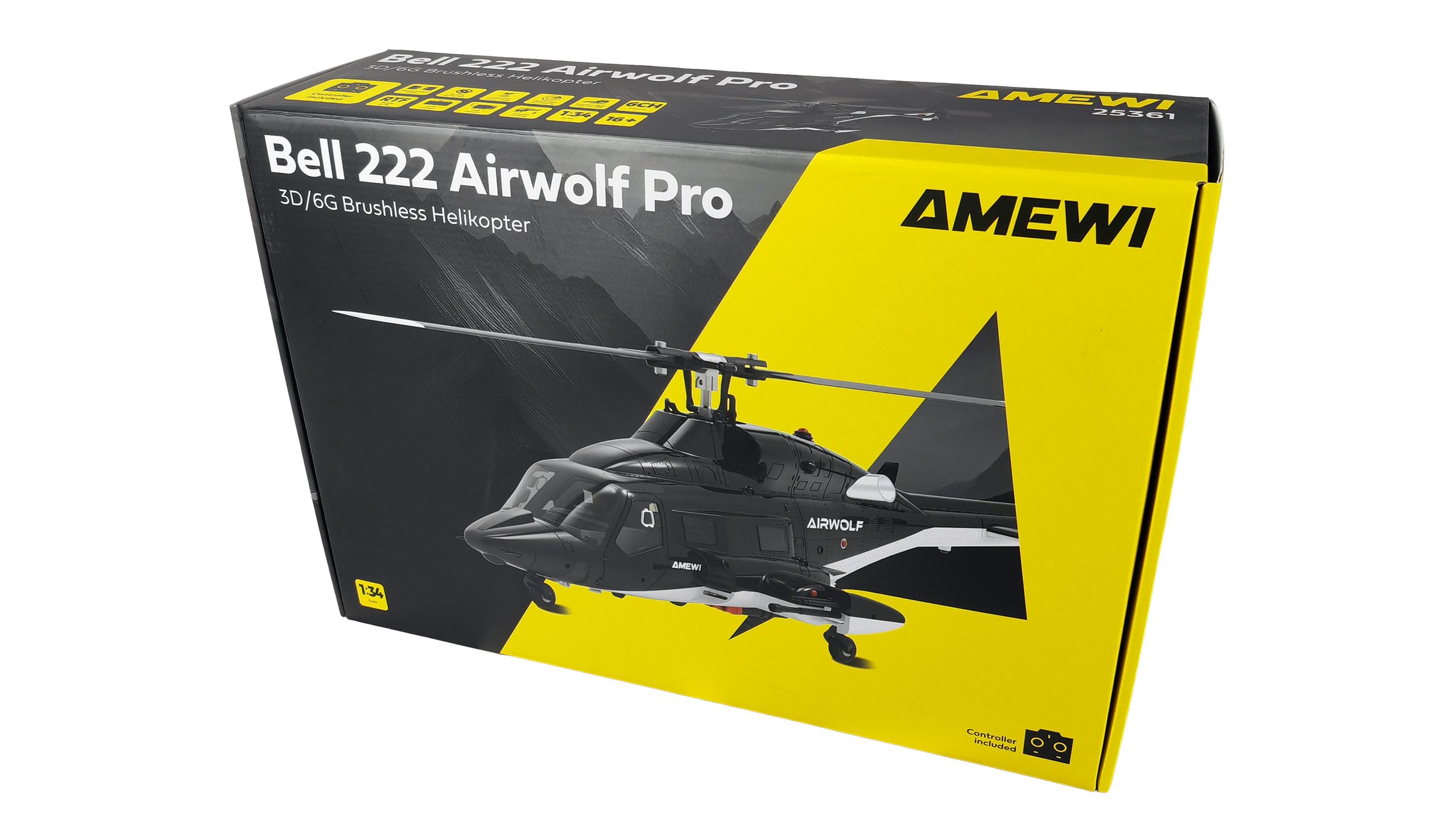 Amewi Bell 222 Airwolf Pro - Elicottero a 6 canali 3D/6G RTF telecomandato RC