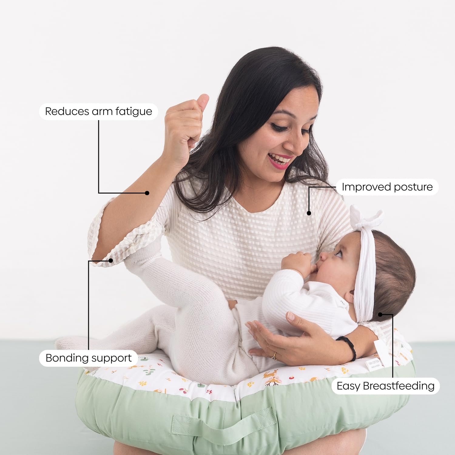 haus & kinder Baby Feeding Pillow for new Born Baby, Breastfeeding & Nursing Pillow with Removable Cover, Infant Support Cushion for 0–24 Months, Tummy Time Pillow (Whimsical Woodland) 2