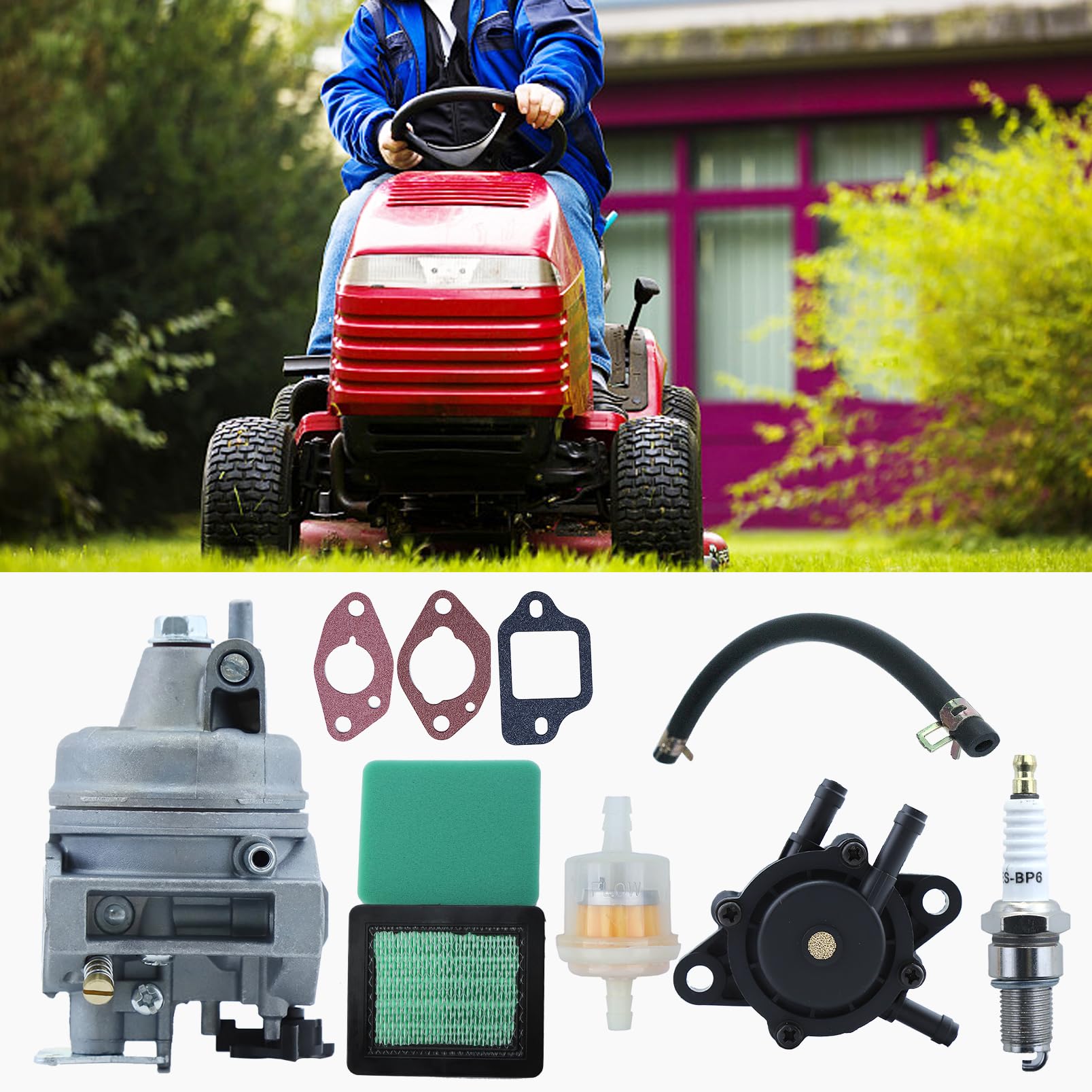 EA175V EA190V Carburateur Laveuse à Pression pour Subaru Robin EV190A pour Honda XR2750 Troy-Bilt TB130 020344 pour Husqvarna HU700F Tondeuse à Gazon avec Bougie d'Allumage Filtre à Air etc.