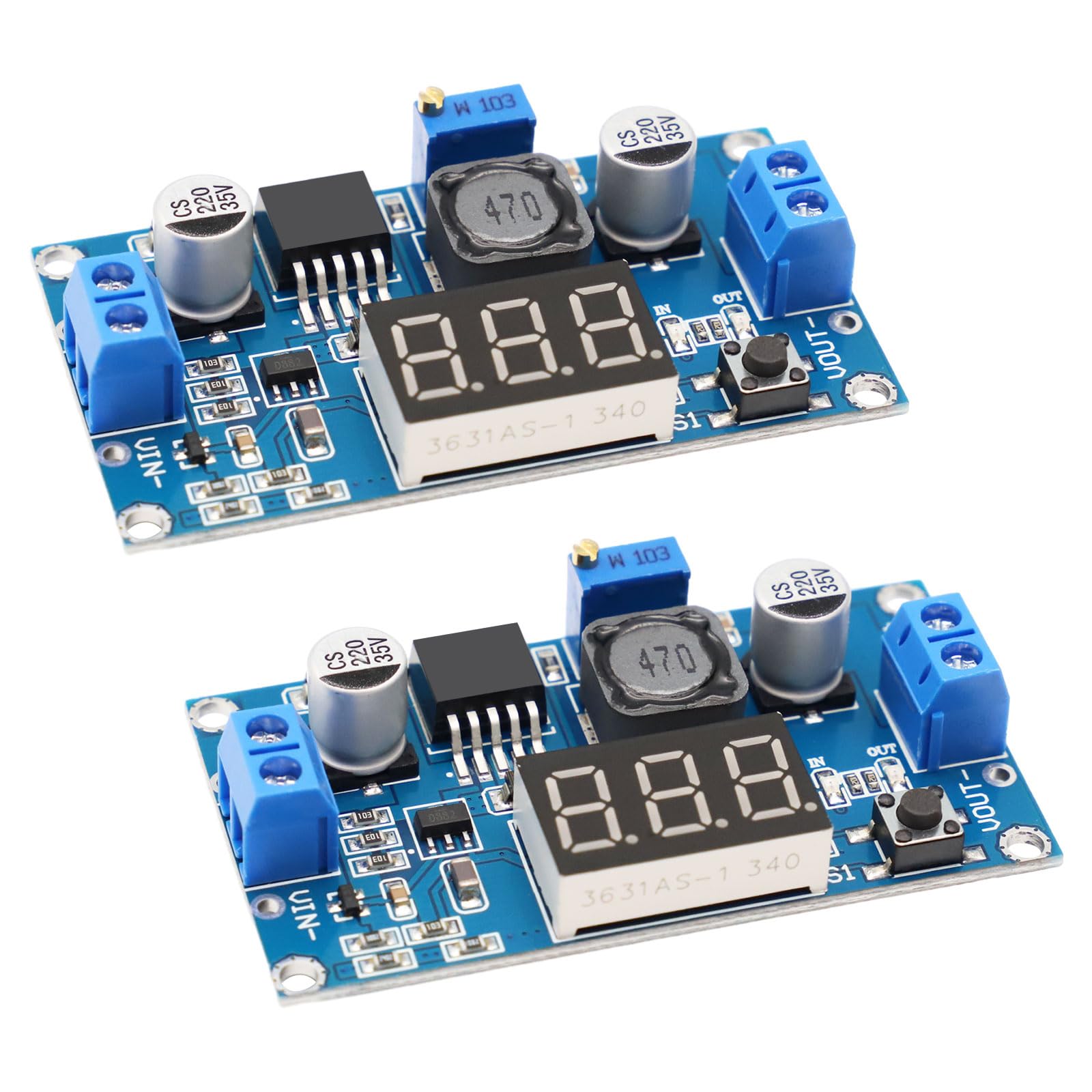 2PCS moduli convertitori step down, convertitore buck DC-DC da 4-40 V a 3,3-24 V con display digitale a 3 cifre, modulo step down di alimentazione