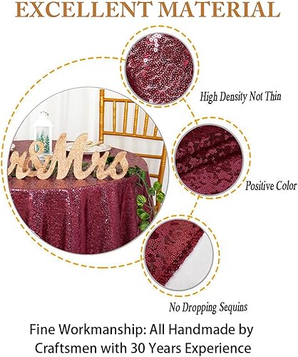 Vista 100 de ShiDianYi Mantel redondo de 90 pulgadas, mantel de lentejuelas color fucsia con purpurina para tarta, postre brillante, para fiesta de cumpleaños