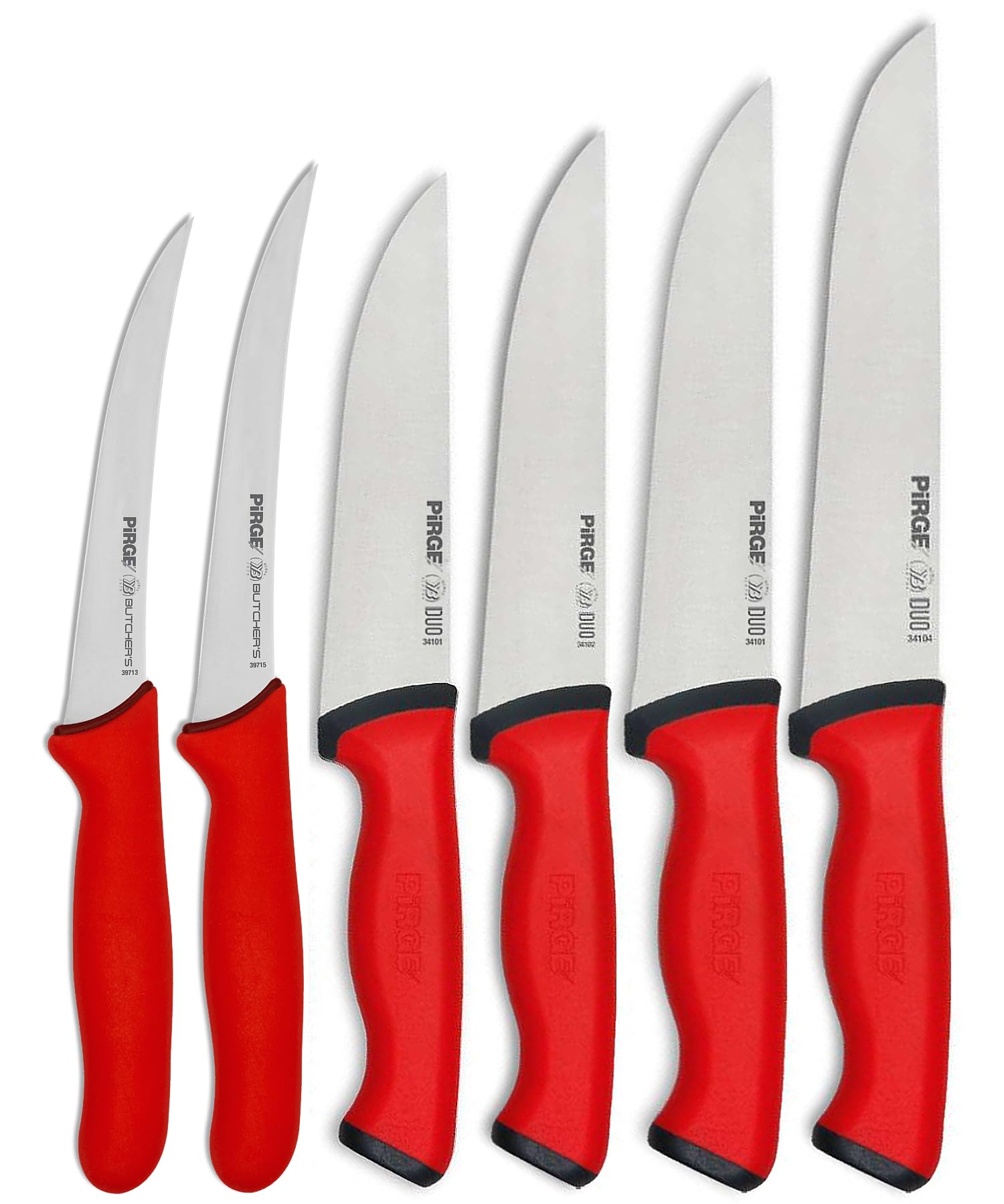 Pirge Set di coltelli da macellaio, 6 pezzi, coltelli da macellazione con impugnatura antiscivolo - Coltelli da carne - Affilatura eccellente - Coltelli da disosso