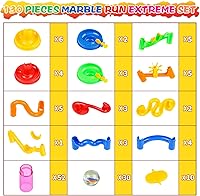 Vista 3 de Gifts2U Marble Run Toy, 130Pcs Educational Construction Maze Block Toy Set with Glass Marbles for Kids and Parent-Child Game