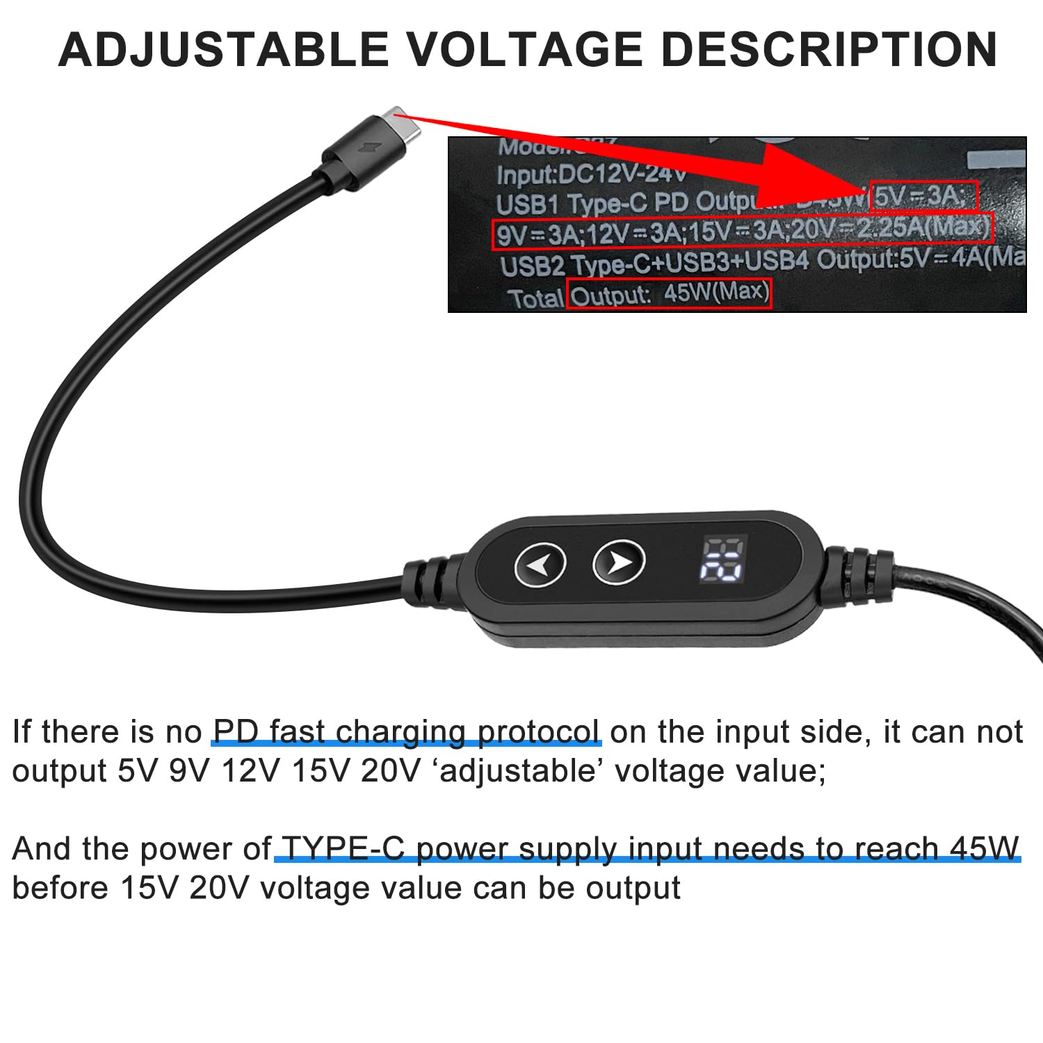 Cavo adattatore PD USB a DC 5V 9V 12V 15V 20V tensione regolabile USB-C 5,5x2,1mm 10 connettori DC tipo C per laptop router