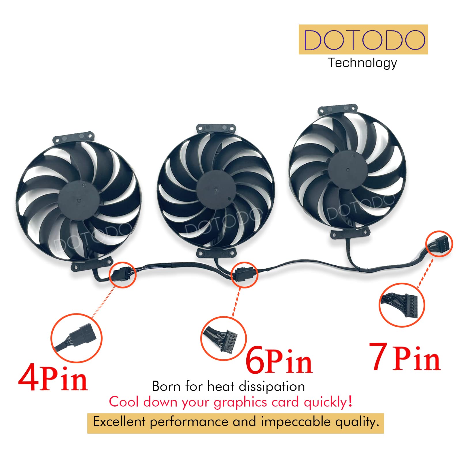 Ventilador de tarjeta gráfica de 95 mm T129215SU 12 V 0.5 A 7 pines para ASUS ROG STRIX OC GeForce RTX 3060 Ti 3070 3080 3090 Ventilador (Fan-ABC)