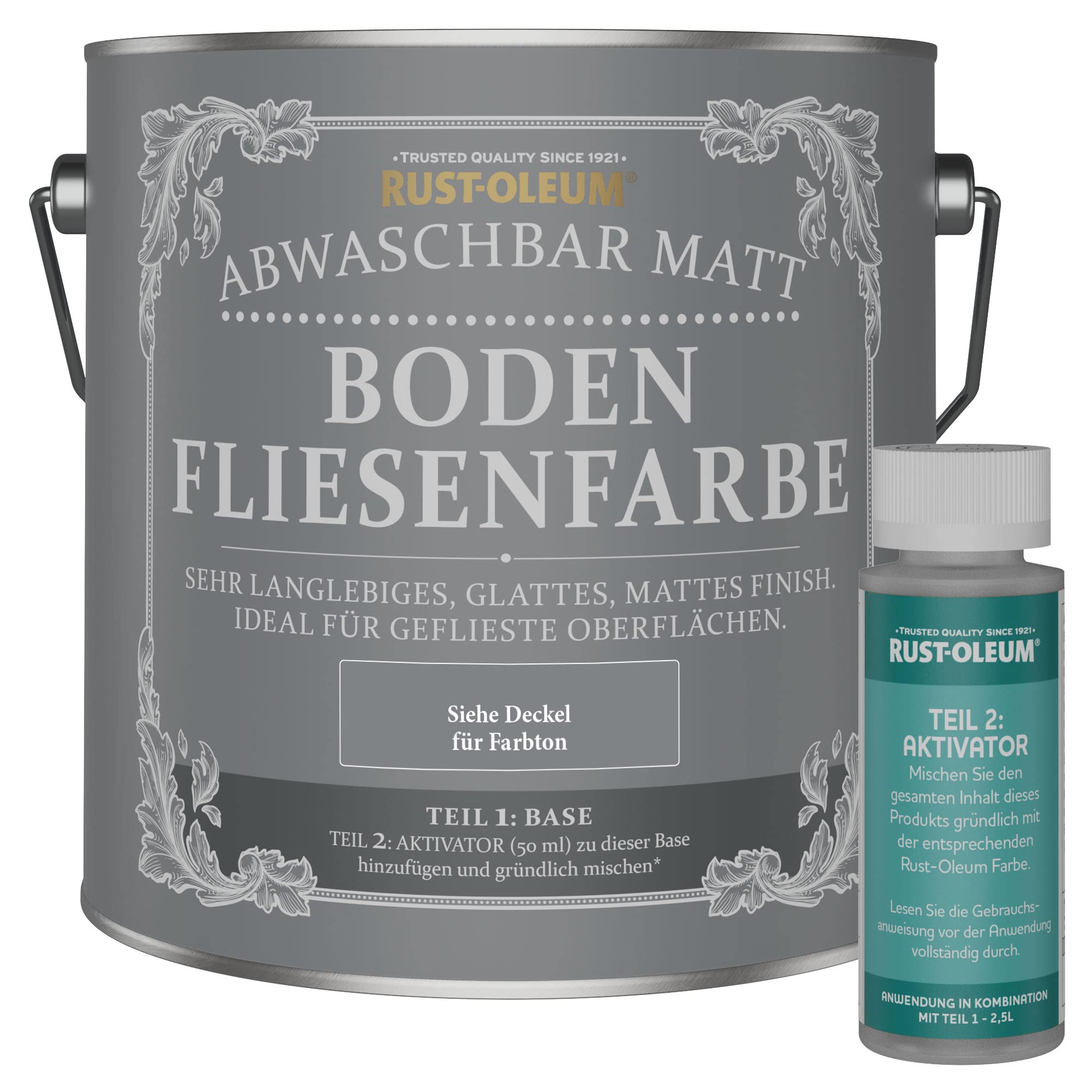 Rust-Oleum strapazierfähige, abwaschbare Bodenfliesenfarbe in hellgrau Matt Finish - Kiesel 2,5 Litres