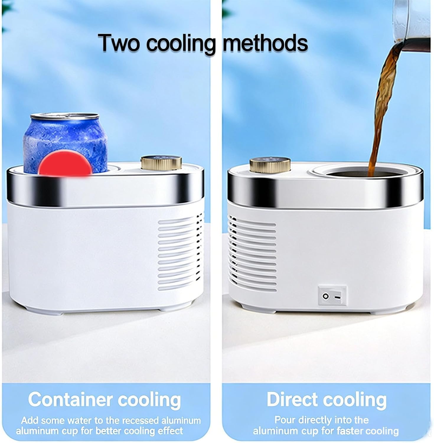 Kühlbecher, Tischbecherkühler und -wärmer mit stufenloser Geschwindigkeitsregelung und digitaler LED-Anzeige für -1 °C bis 70 °C, elektrischer Getränkekühler (Black)