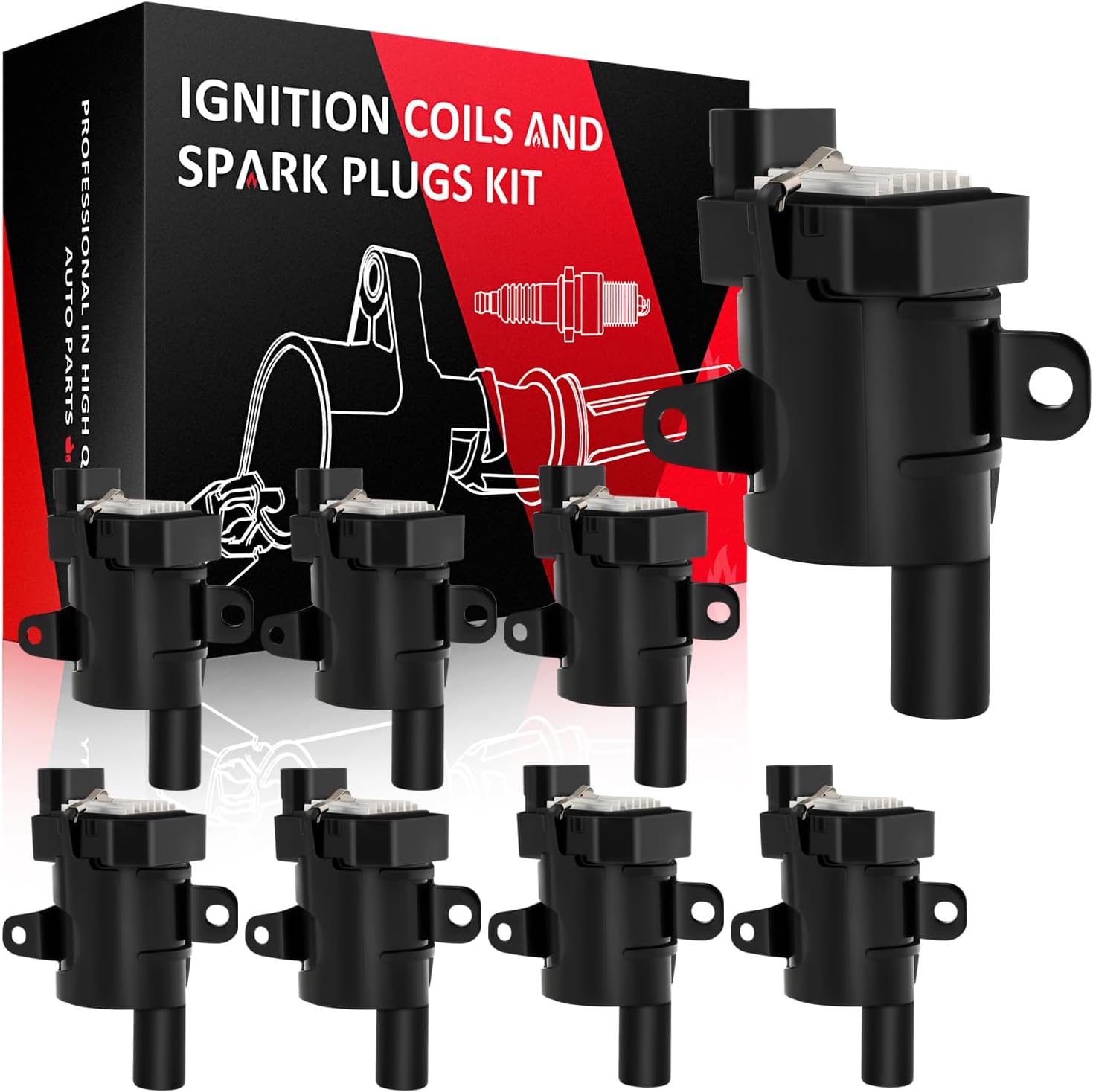 SCITOO 100% New 8pcs Ignition Coil Set Compatible with Buick/Cadillac/Chevy/GMC/Hummer/Isuzu/Workhorse 1999-2007 Automobiles Fit for OE: UF262 C1251
