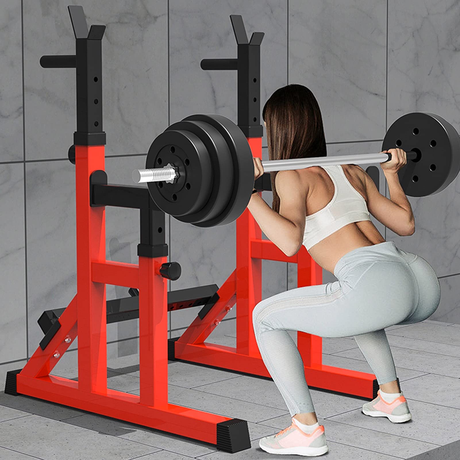 Amazon | バーベルスタンド 調節可能なスクワットバーベルラック