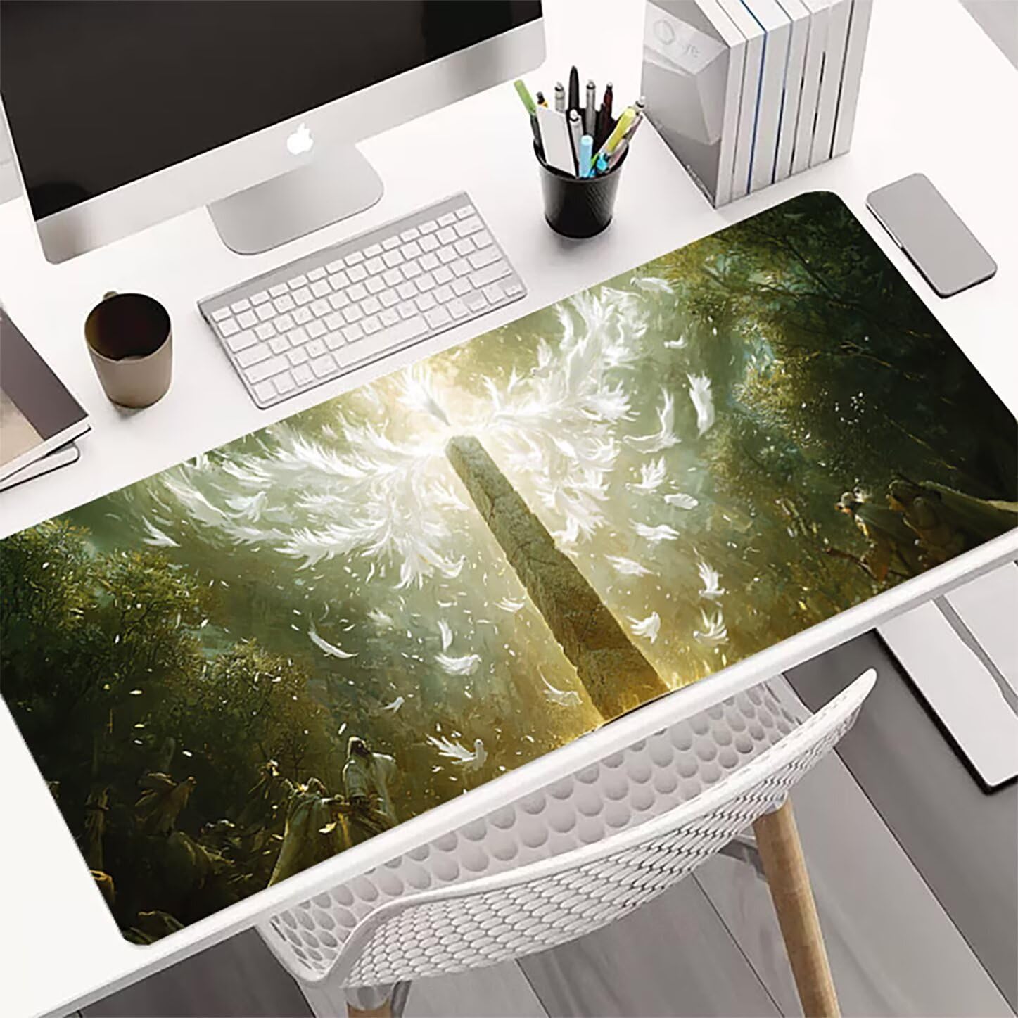 Lpfieonn Religion Großes Schreibtischunterlage, XXL Schreibtischunterlagen, Landschaft XXL Wasserdicht Gaming Mousepad mit Vernähter Rand und Rutschfeste Gummibasis, für Hause/Büro 120x60cm PF-1781