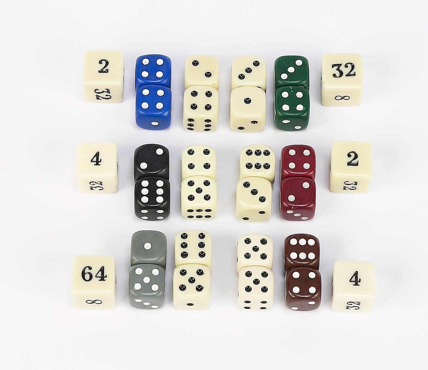 Bello Games Uria Stone Backgammon Dice Sets (Brown & Ivory, Dice 5/8" Doubler 3/4")