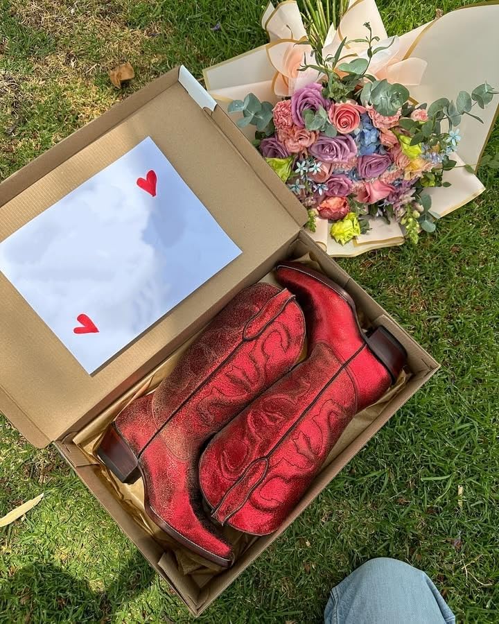 Women's Cowboy Boots Mid Calf Cowgirl Boots Pointed Toe Chunky Heel Fashion Embroidery Western Pull On Boots - Image 5