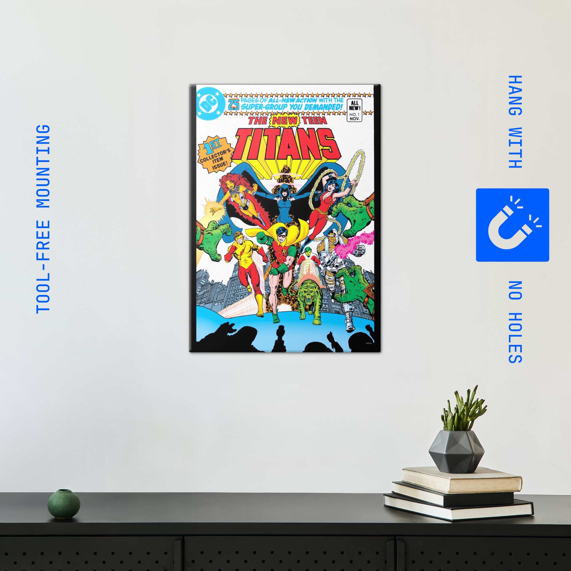 Displate Metall poster DC Comics First issue cover color Größe M | Bild Plakate für Schlafzimmer Dekor, Geschenke. Magnetische Befestigung Wandposter, Wanddeko. Metall Wandkunst.