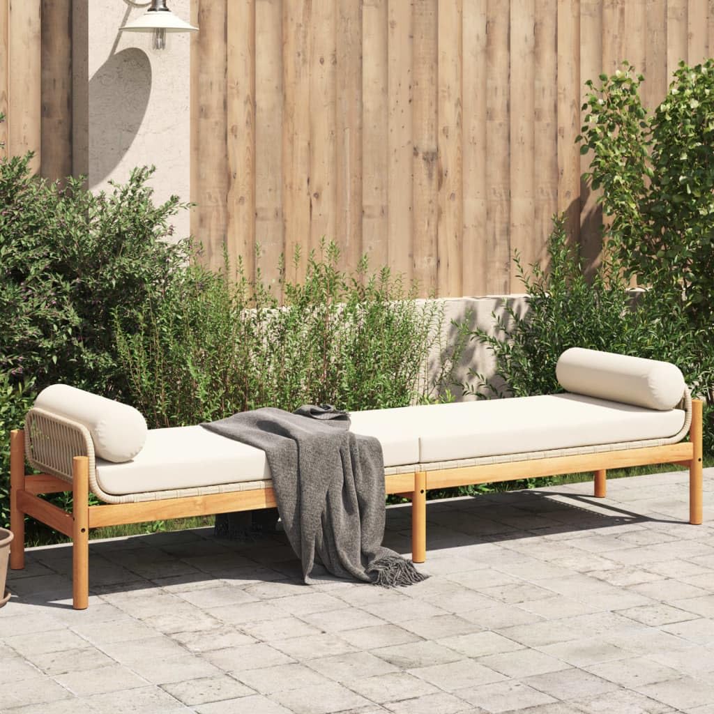 vidaXL Panca da Giardino con Cuscino Beige in Polyrattan e Acacia
