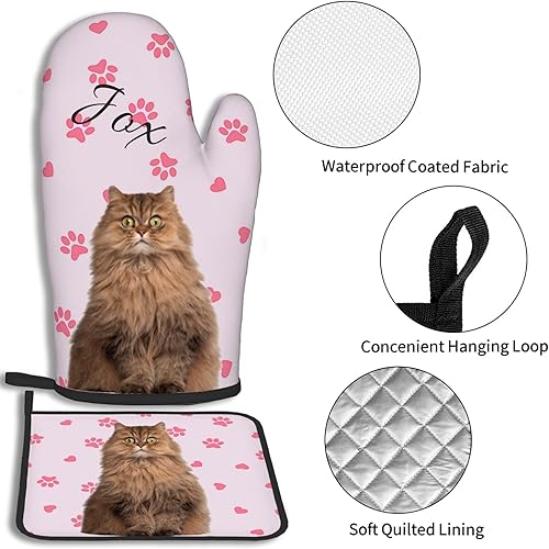 Miniatura 2 de Manoplas de horno personalizadas, soportes para ollas con nombre y foto personalizados, resistentes al calor y al calor, antideslizantes, para