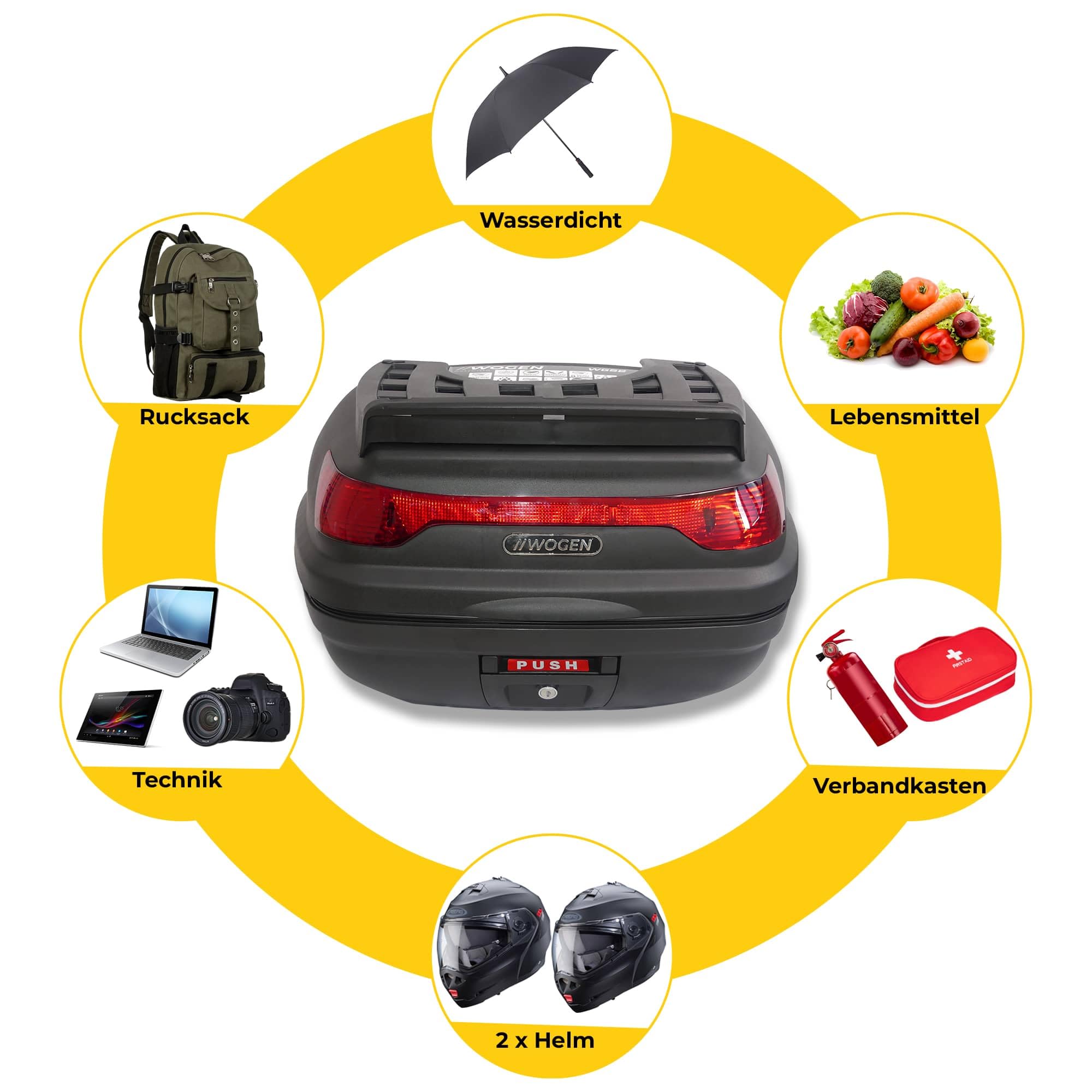 BREMER SITZBEZÜGE Motorradkoffer Top Case 52 lt Motorrad Roller Rollerkoffer Motorradtasche