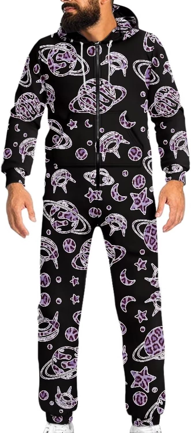 Sprowallow Onesies for Women/Men Unisex Hooded Jumpsuits Zip Up Long Sleeve Couple Sleepwear