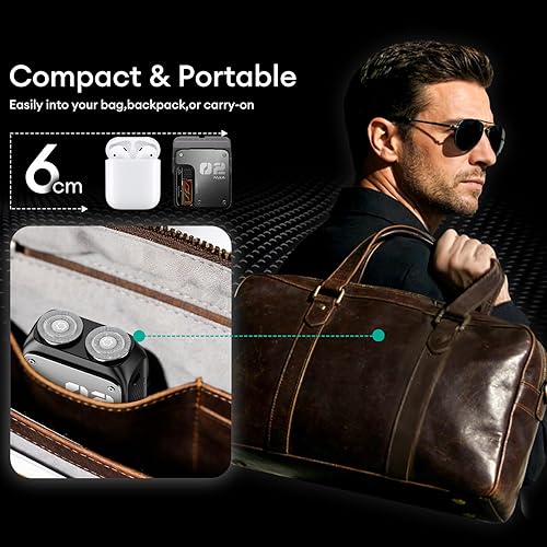 Miniatura 4 de PAXA Mini Electric Shaver for Men,9000Rpm Electric Razor for Men,Magnetic Dual-Head Rotary Pocket Shaver IPX7 Waterproof Wet & Dry for Shaving