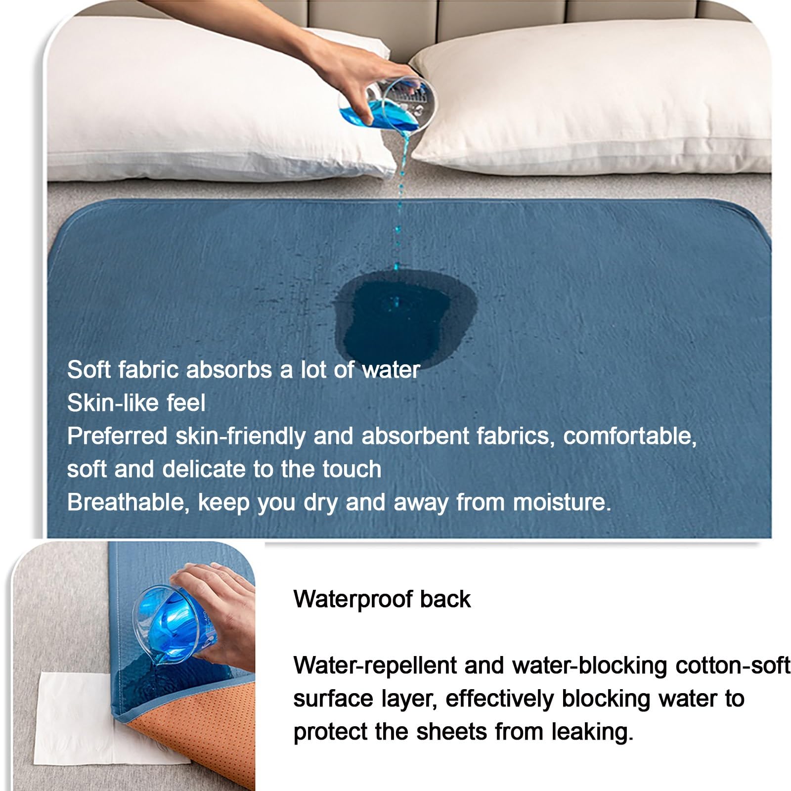 Empapadores Cama Adultos Protector De Enfermería Protector Colchon Impermeables Empapador Reutilizable para Niños(Gray,180x200cm)