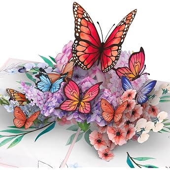 papercrush  Pop-Up Karte Schmetterlinge auf Blumen - Muttertagskarte 3D Geburtstagskarte f r Frauen Mama Oma Tante Gl ckwunschkarte zum Jahrestag f r Freundin Karte zum Hochzeitstag f r Ehefrau