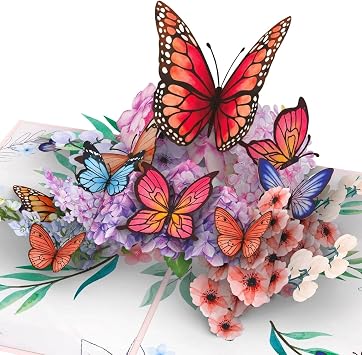 papercrush  Pop-Up Card Butterflies on Flowers - 3D Greeting Card for Women Wife, Mom, Nan, Girlfriend for multiple occasions Happy Birthday, Get Well Soon, Thank You or Wedding Anniversary