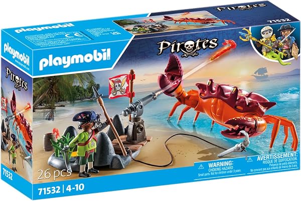 Visiter la boutique Playmobil Playmobil 71532 Pirate et Crabe géant - Prenez Le Large et embarquez pour Une Chasse au trésor en mer - Set Comprenant Un Canon, Un Projectile de grappin et Un Sabre - Pirates - Dès 4 Ans in use