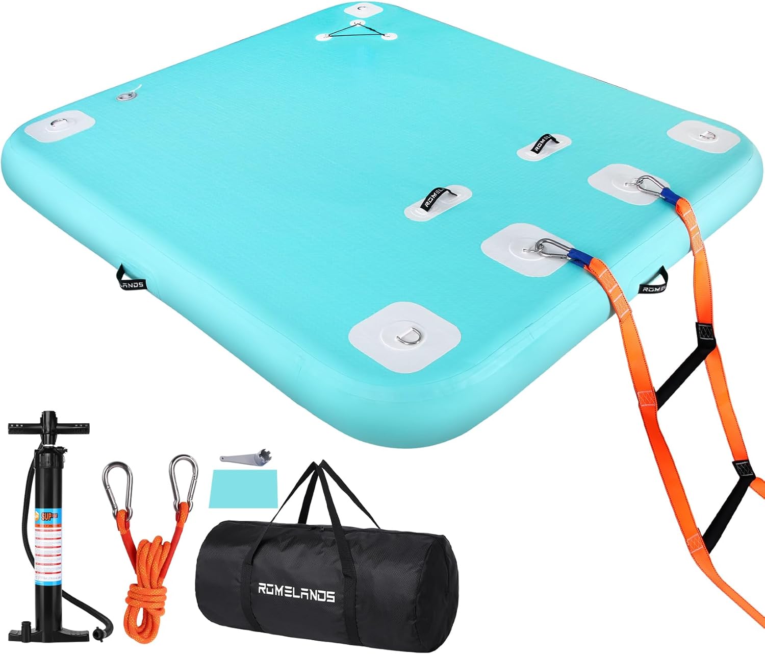 Inflatable Floating Dock, Swim Platform Floating Island Raft, Large Air Mat Inflatable Water Pad with None-Slip Surface for Lake Pool Beach Ocean